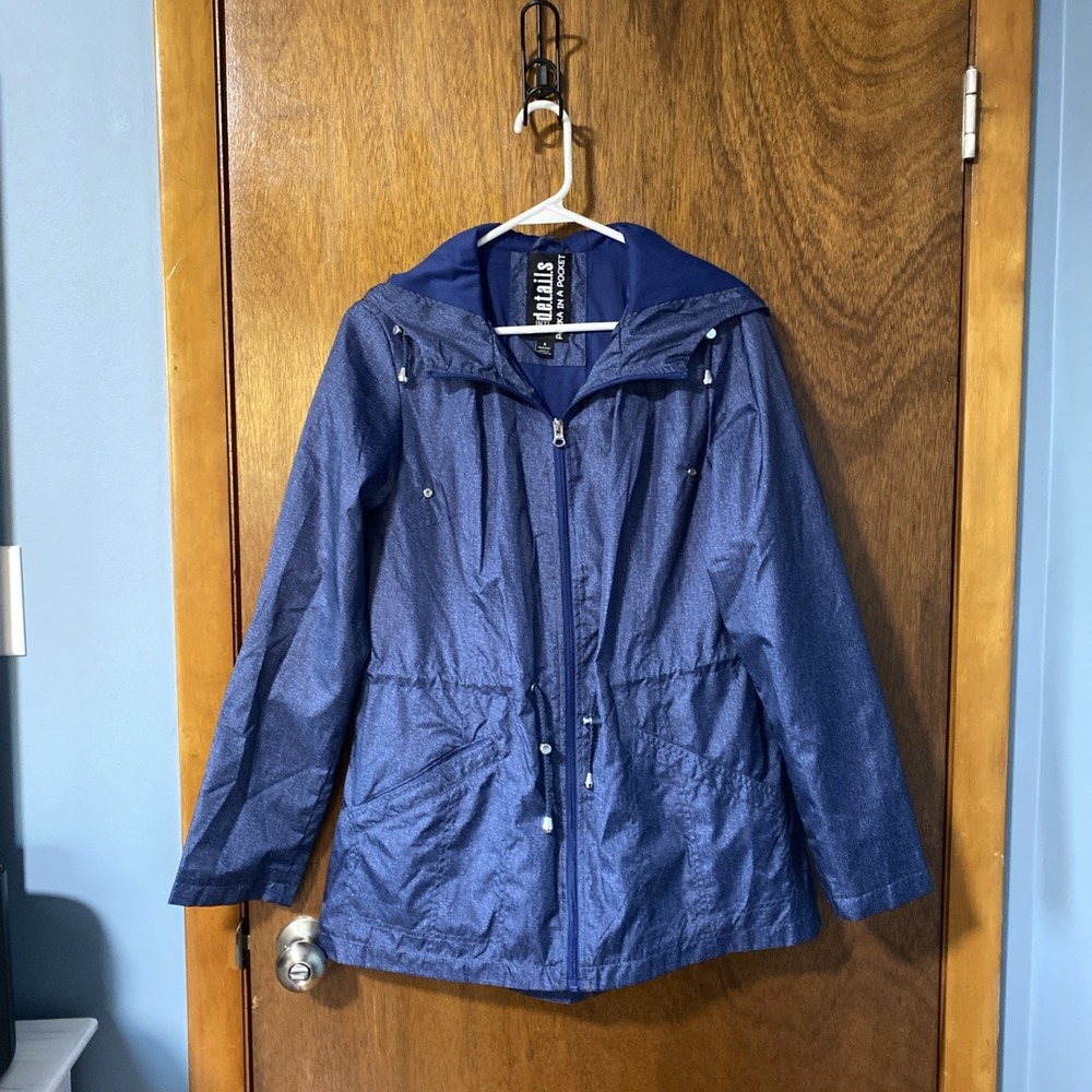 Intl. D.E.T.A.I.L.S. Parka In A Pocket Blue Hooded Lightweight Jacket Women S